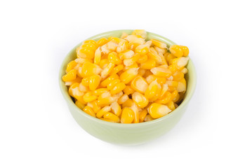Sweet corn in green bowl ready for eat