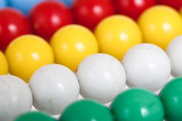 Close up of an old colorful abacus, selective focus