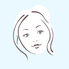 Beautiful stylish young woman, laconic sketching portrait vector