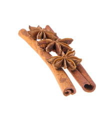 Dried Cinnamon, Anise. Isolated
