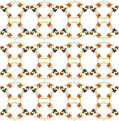 branch of flowers and butterflies isolated on a white background