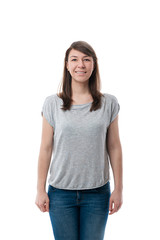 Obraz premium Woman, portrait of front and back view isolated on white backgro