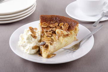 apple cake with almond sliver whipped cream
