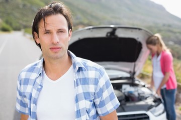 Couple after a car breakdown