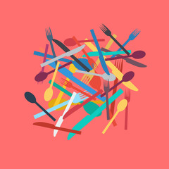 Vector restaurant, tableware. Flat design