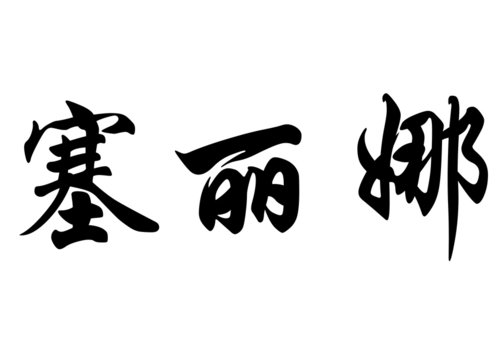 English name Celina in chinese calligraphy characters