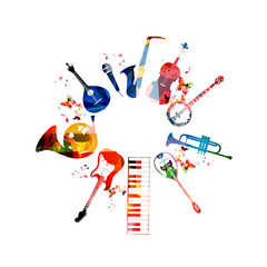 Colorful musical instruments background © abstract