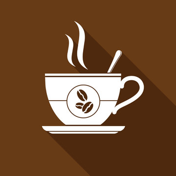 Coffee cup flat icon with long shadow
