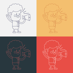 Character illustration design. Businessman loudspeakers cartoon,