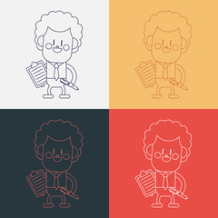 Character illustration design. Businessman writing cartoon,eps