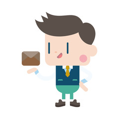 Character illustration design. Businessman sending letter cartoo