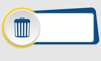 blue frame for text and symbol trashcan