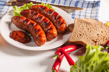 Grilled sausage.