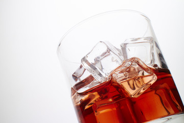 Whiskey with ice cubes