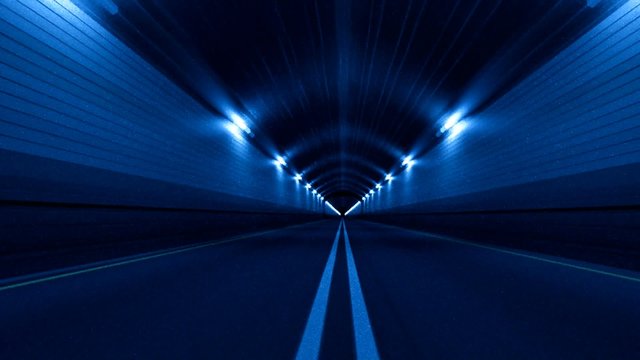 Tunnel Road Driving Fast Endless Seamless Loop Blue