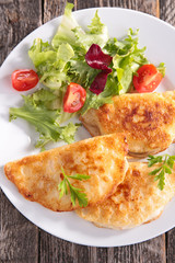 salad and cheese crepe
