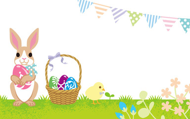 Easter greeting, Rabbit and Chick