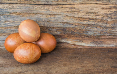 image of Easter eggs on wooden background