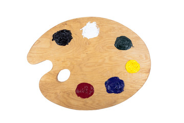 Artist's clean palette with oil paints.