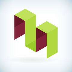 Modern letter M icon flat design element template
