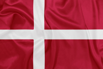 Fototapeta premium Denmark - Waving national flag on silk texture