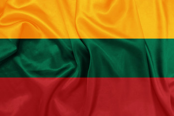 Obraz premium Lithuania - Waving national flag on silk texture