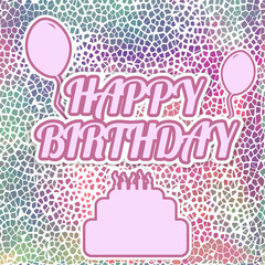 Vector sticker Happy Birthday greeting card with balloons on