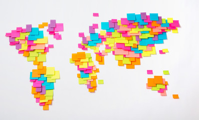 Stylized map of the world of colorful stickers