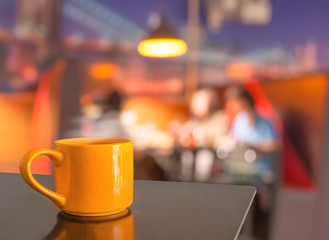 Coffee shop blur background with bokeh image