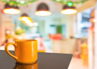 Coffee shop blur background with bokeh image