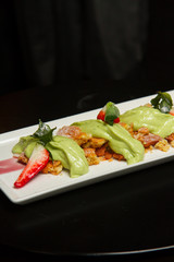 Image of tasty dessert with stawberry