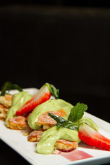 Image of tasty dessert with stawberry
