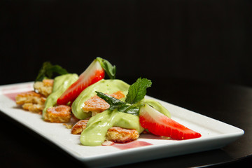 Image of tasty dessert with stawberry