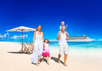 Family Summer Vacation Paradise Beach Happiness Concept