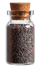 poppy spice in a little bottle isolated on white background