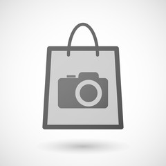 Shopping bag icon with a photo camera
