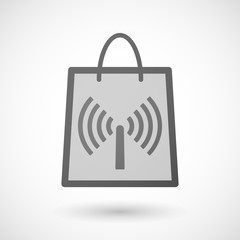 Shopping bag icon with an antenna