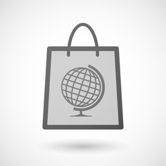 Shopping bag icon with a world globe