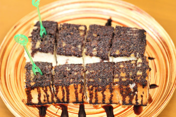 bread topped with chocolate.