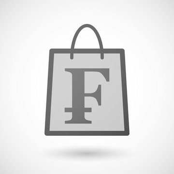 Shopping bag icon with a swiss franc sign