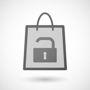 Shopping bag icon with a lock pad