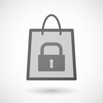 Shopping bag icon with a lock pad