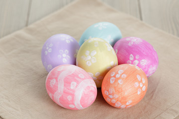 easter eggs with flowers, handmade painted eggs