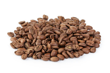 premium coffee beans isolated on white background