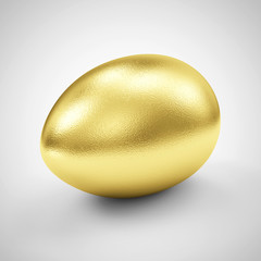 Easter Concept. Big Golden Egg on gradient background