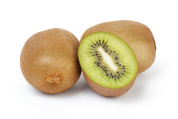 ripe sliced kiwi fruit isolated on white