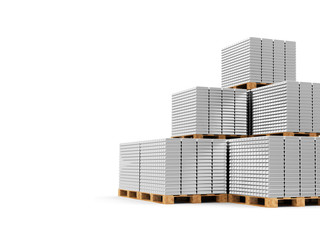 Stacked Silver, Platinum or Aluminum Bars on a Wooden Pallets