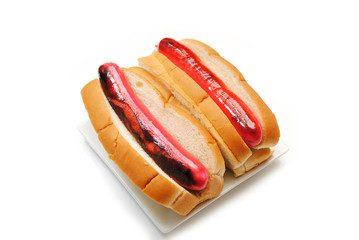 Two Red Hot Dogs in Buns