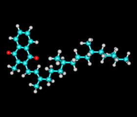 Phylloquinone molecule isolated on black