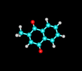 Menadione molecule isolated on black